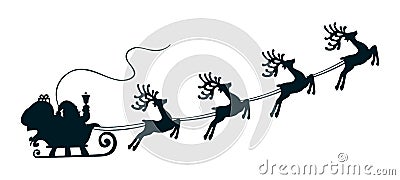 Santa Claus flyin on Christmas sleigh - vector Vector Illustration